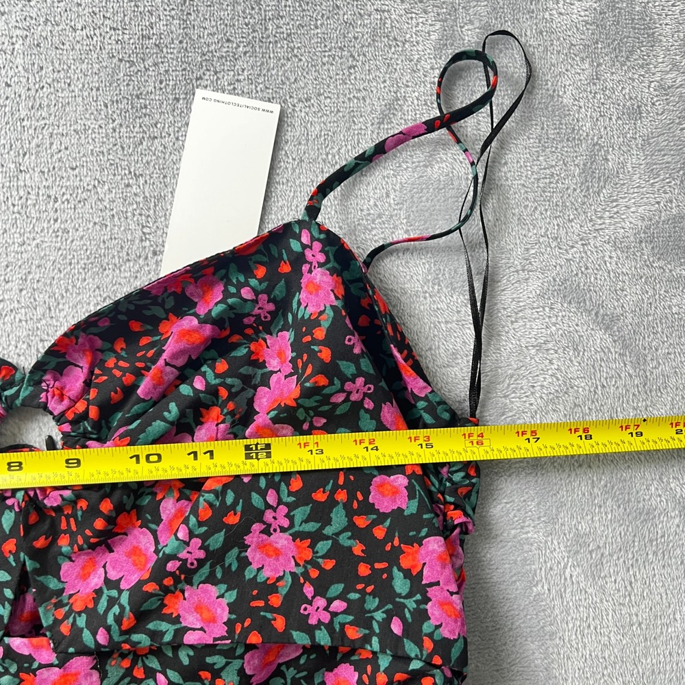 Socialite Pink & Red Floral Keyhole & Slit Cutout Midi Sundress MP Whimsigoth - Picture 7 of 10